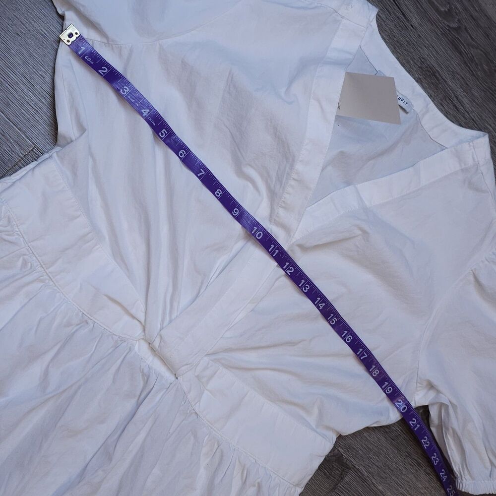 FREE ASSEMBLY white puff sleeve midi dress bridal shower graduation large - Picture 3 of 11